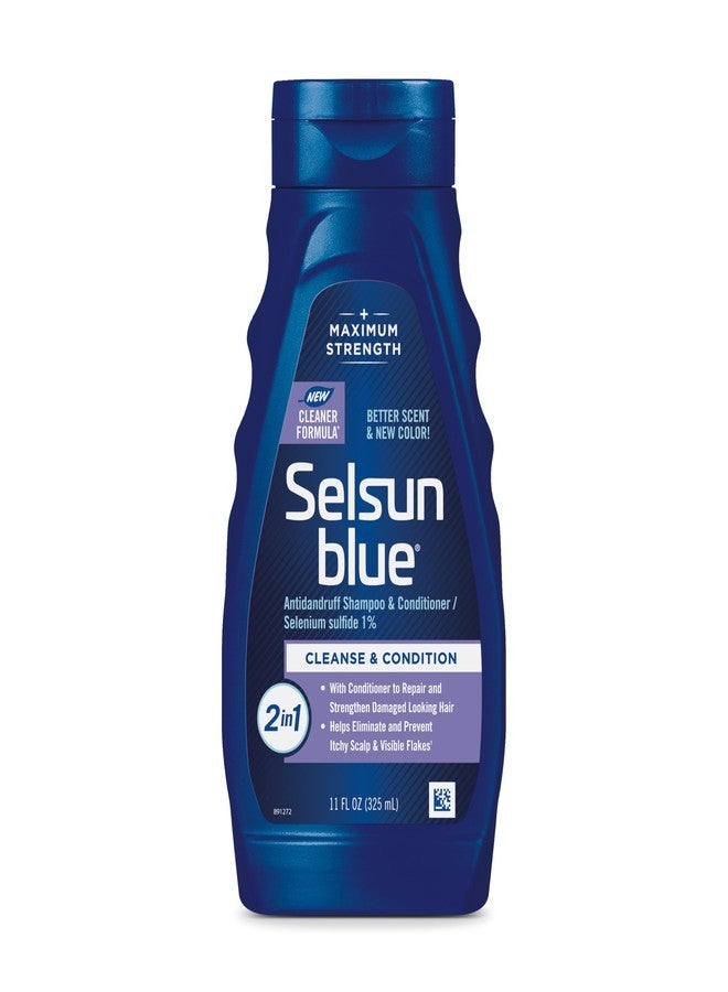 Selsun Blue 2-in-1 Antidandruff Shampoo & Conditioner, Maximum Strength 2-in-1 Treatment With Selenium Sulfide, 11 fl. oz. (Pack of 2) - Image 1